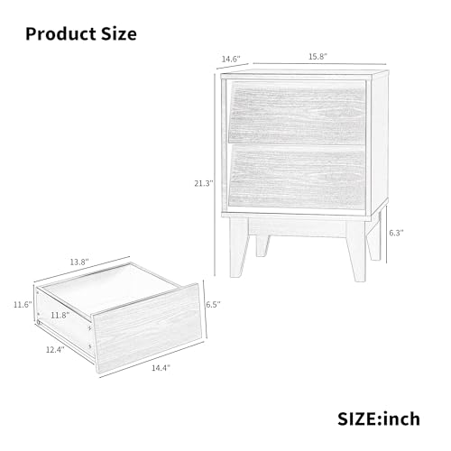 2 Set Nightstands Features Vintage-Style and Bevel Design, Made of MDF, Mid Century Modern Nightstand, Night Stand for Bedroom,Bedroom Furniture