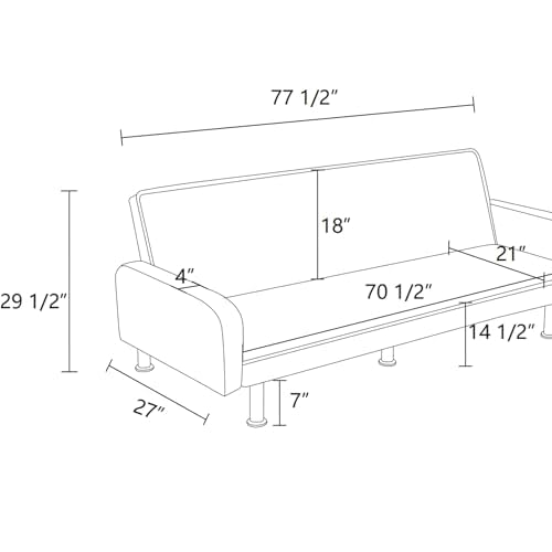 Trygoal Futon Sofa Bed, Convertible Sofa Bed with Adjustable Backrest, Sleeper Couch Bed Loveseat with Armrest for Living Room Bedroom Small Spaces, Grey, 77.5"