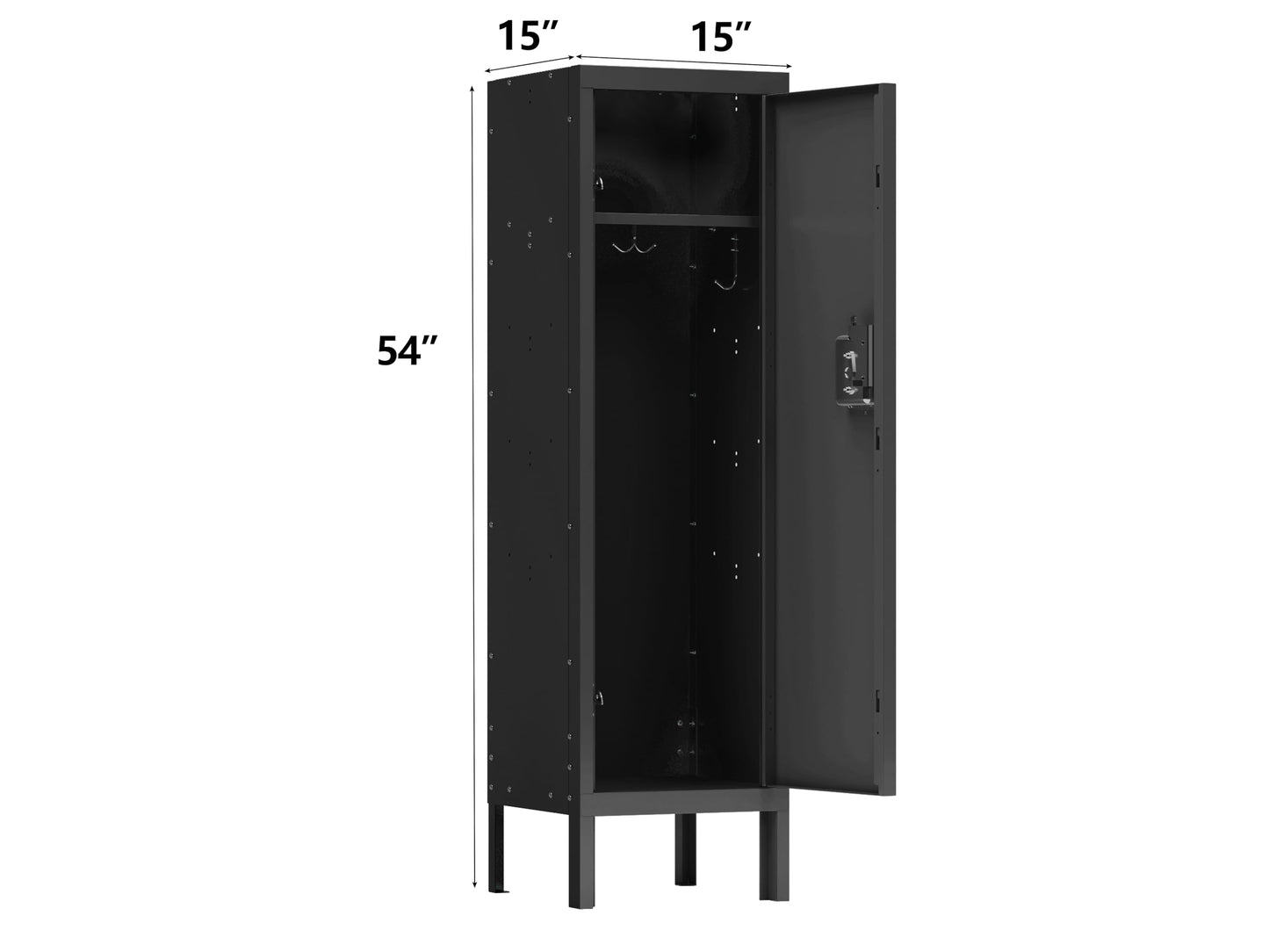 VeroFree Tall Single Door Metal Storage Locker Cabinet Industrial for Living Room, Bedroom, Gym, School Durable Spacious Black Organizer (1 Door)