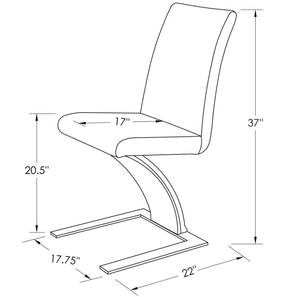 ZURI Furniture Modern Mesa Dining Chair in White Leatherette and Stainless Steel
