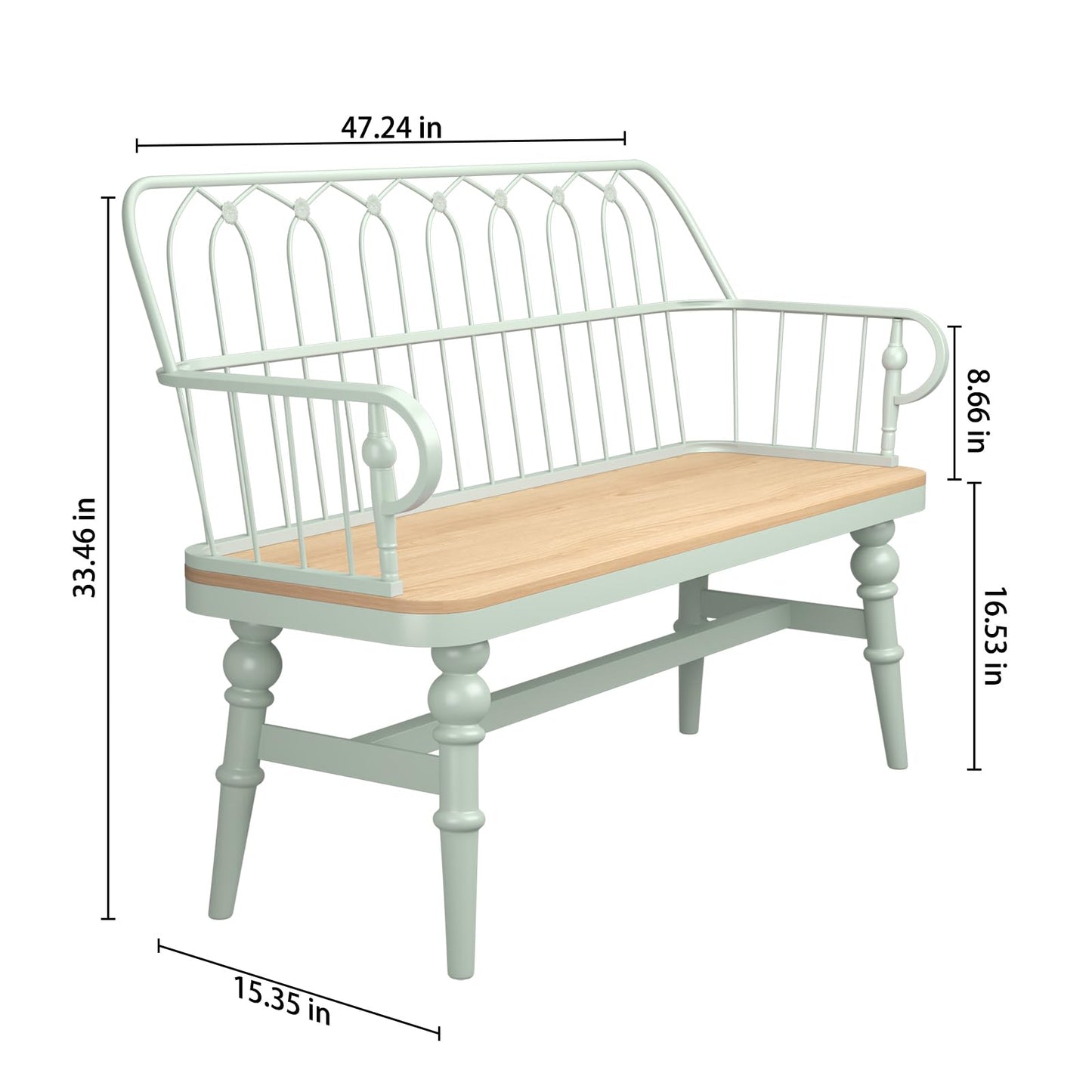 DIBRATY Entryway Bench,Spindle Back Wooden Dinning Bench, Farmhouse Foyer Bench for Entryway, Living Room, Dinning Room, Mudroom