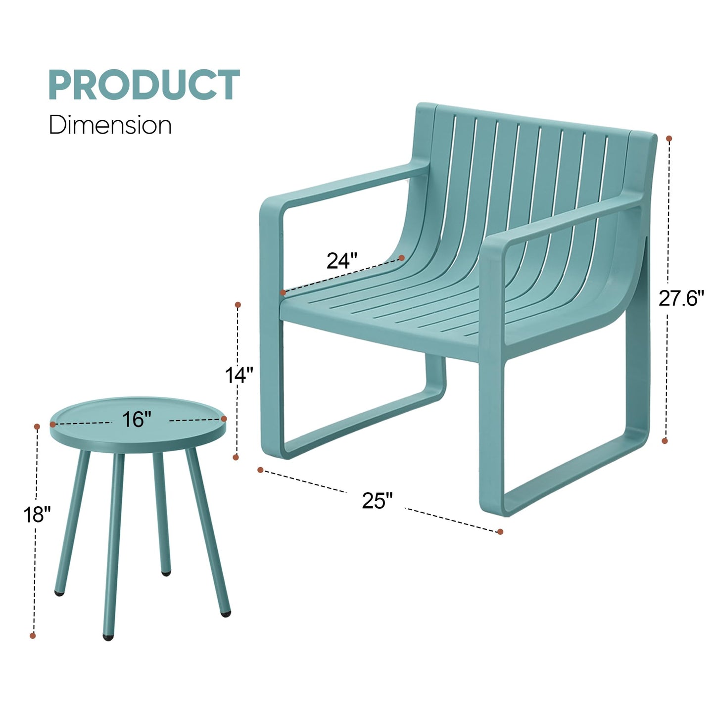 Werph Outdoor Furniture Set - 3 Piece Patio Table & Chairs, Perfect for Lawn, Garden, Poolside or Balcony