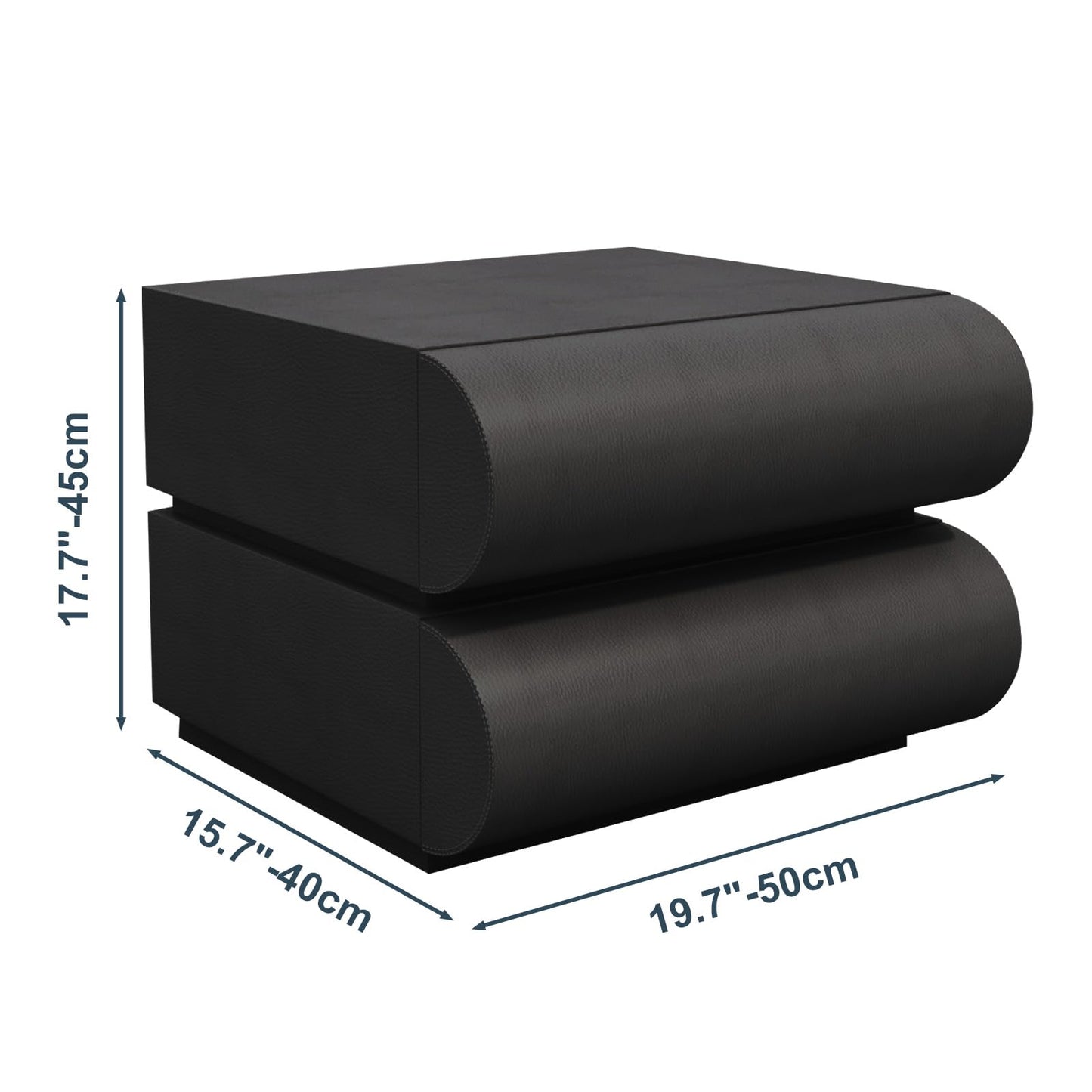 IKuinen Nightstand, Minimalist Bedside Table with 2 Solid Wood Drawer, Night Stands with Microfiber Leather, End Table for Bedroom-Black