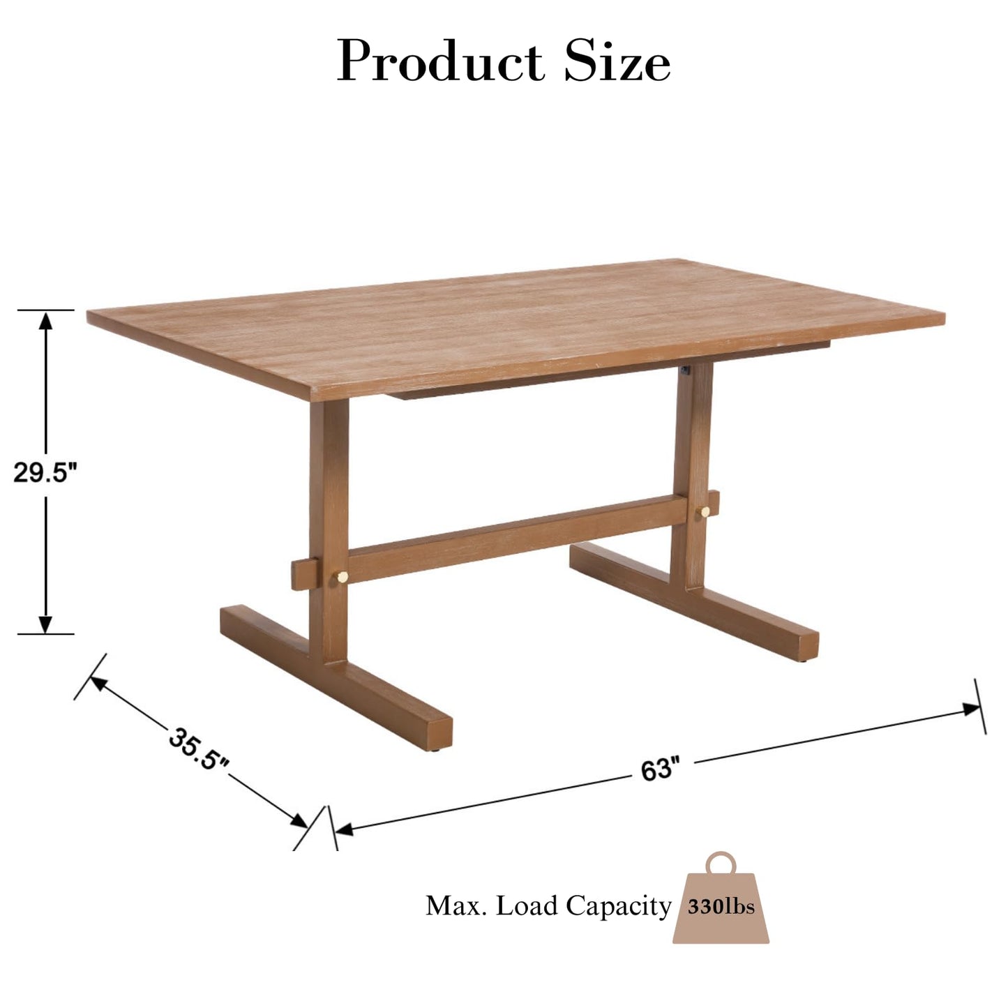 Ya-Home 63 Inch Farmhouse Dining Table for 4-6 People, Rectangular Wood Rustic Kitchen Table Dinner Table for Dining Room Living Room, Antique Brown