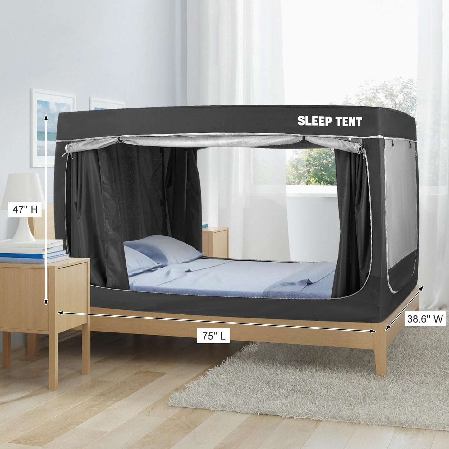 YAVIL Bed Tent Dream Tents Bed Canopy Indoor Sleep Privacy Bed Tents Spread Blackout Canopy Breathable Twin Size for Kids and Adult Patent (Mattress Not Included)