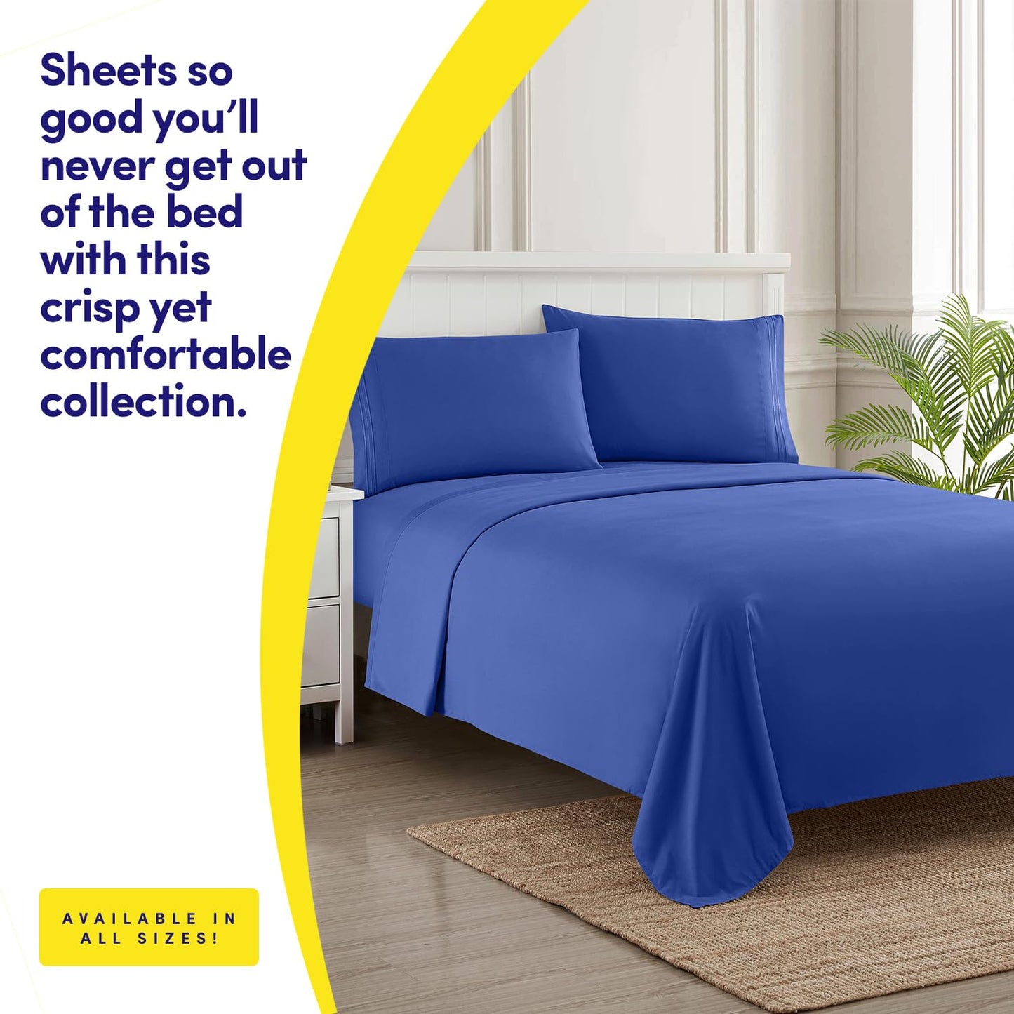 1500 Supreme Collection Full Sheet Sets Royal Blue - Luxury Hotel Bed Sheets and Pillowcase Set for Full Mattress - Extra Soft, Elastic Corner Straps, Deep Pocket Sheets, Full Royal Blue