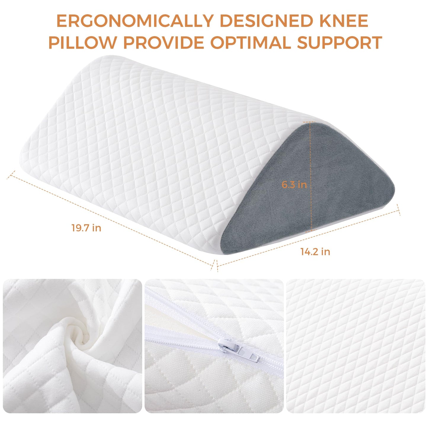 Knee Wedge Pillow 6.3'' for Post-Surgery Recovery - Leg Elevation Support for Sleep Position,Alleviating Lower Back & Hip Pain Enhancing Circulation in Ankles Legs Triangle Pillow with Removable Cover