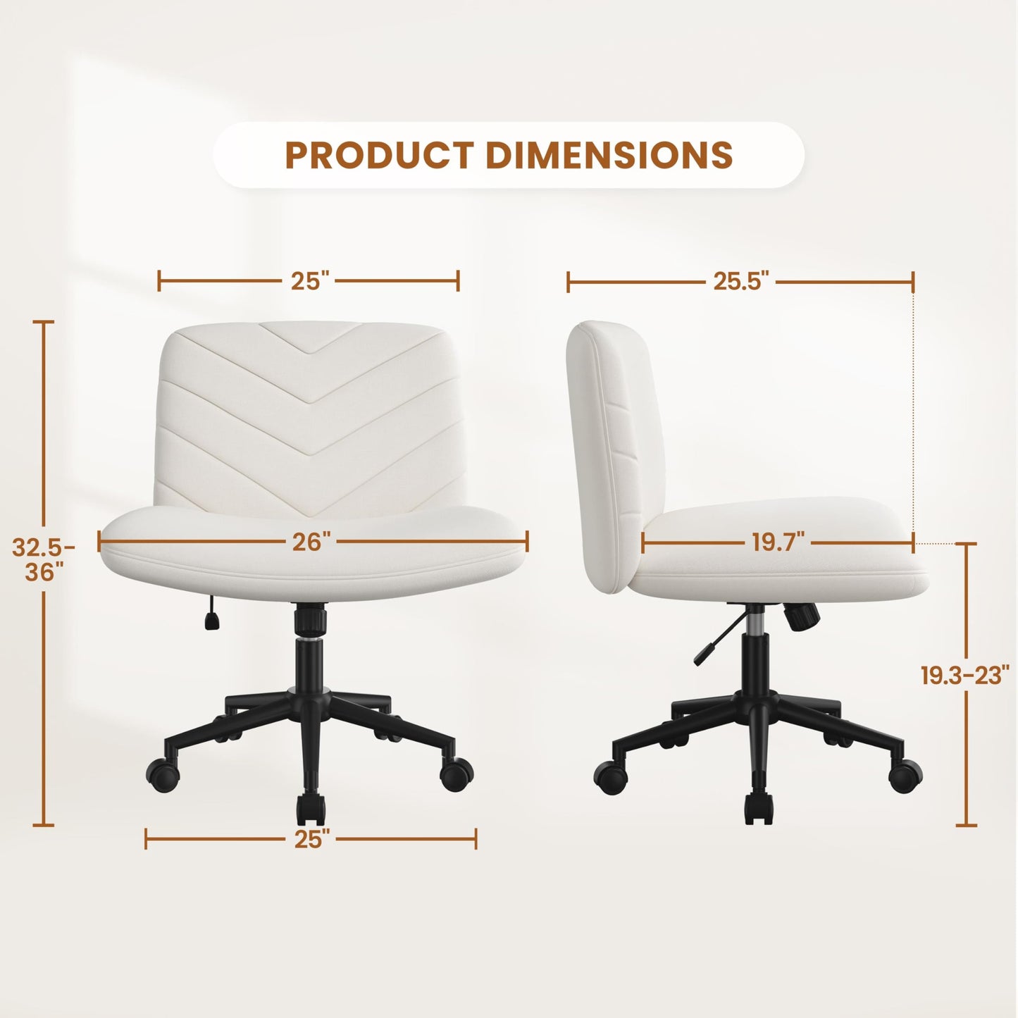 Yaheetech Wide Criss Cross Chair with Wheels, Comfy Armless Cross Legged Office Desk Chairs, Swivel Vanity Chair Computer Chairs for Home Office, Beige