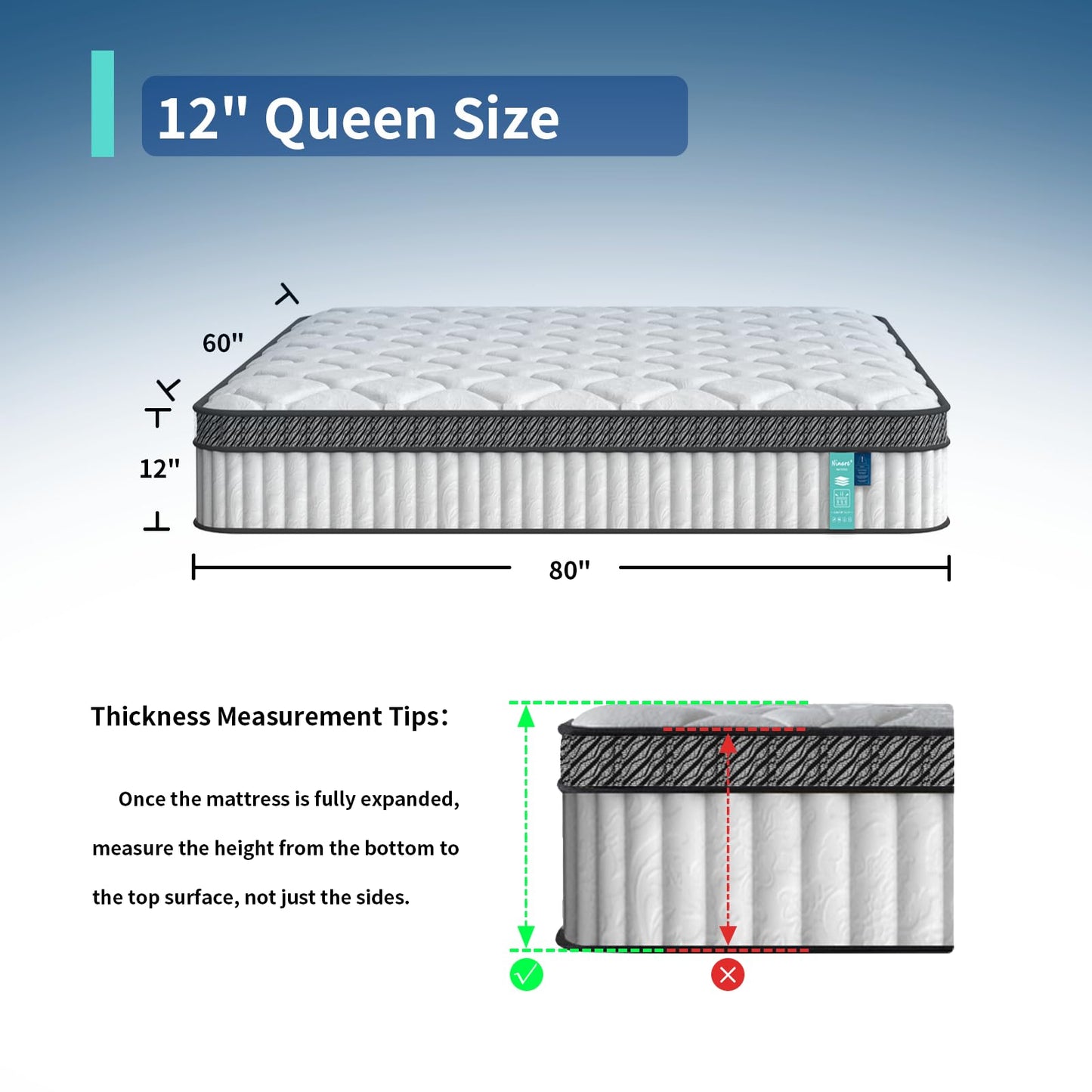 12 inch Queen Mattress, Hybrid Memory Foam and Pocket Spring, Motion Isolation, Medium Firm,Edge Support, Soft Touch, Cool and Breathable,Comfortable Mattress in a Box