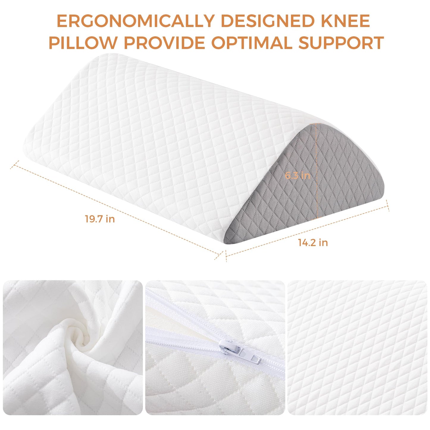 Knee Wedge Pillow 6.3'' for Post-Surgery Recovery - Leg Elevation Support for Sleep Position,Alleviating Lower Back & Hip Pain Enhancing Circulation in Ankles Legs Triangle Pillow with Removable Cover