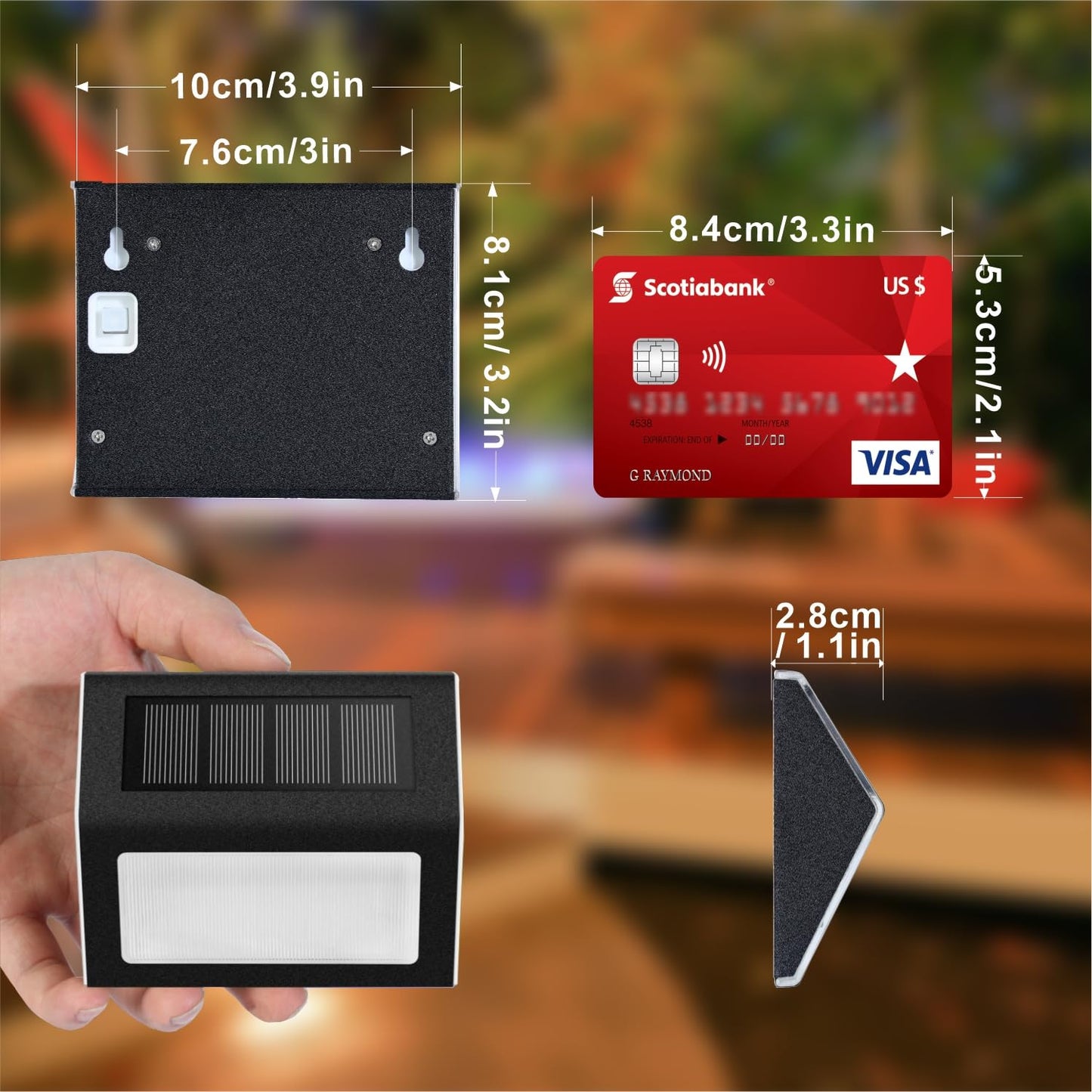 XLUX Solar Lights for Steps Decks Pathway Yard Stairs Fences, LED lamp, Rainproof, Black Metal Housing, 6 Pack