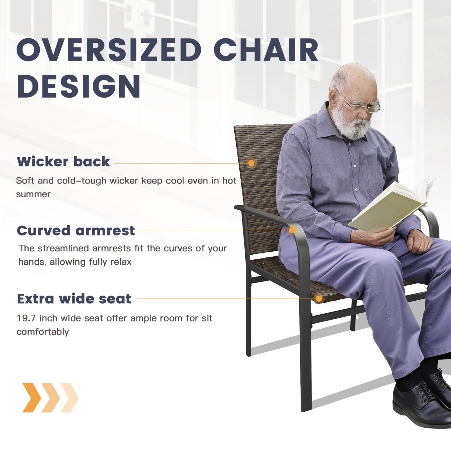 VICLLAX 7 Pieces Round Outdoor Dining Set with Rattan Patio Chairs, 47 Inch Round Patio Table, Adjustable Umbrella Hole & Storage Shelf – Patio Furniture for Backyard, Brown Wicker and Black Tabletop