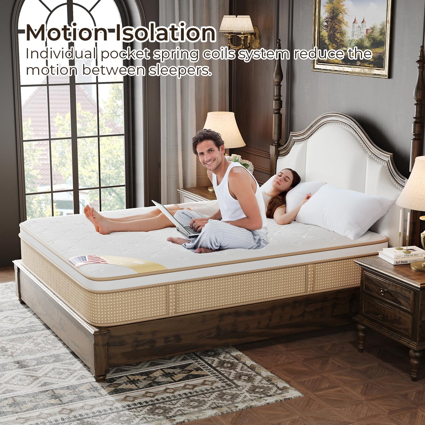 Yaak 12 Inch Queen Mattress in a Box for Back Pain Relief, Medium Firm Feel Fiberglass Free Hybrid Mattress with Cooling Gel Memory Foam and Individual Pocket Springs, CertiPUR-US 100 Night Trial