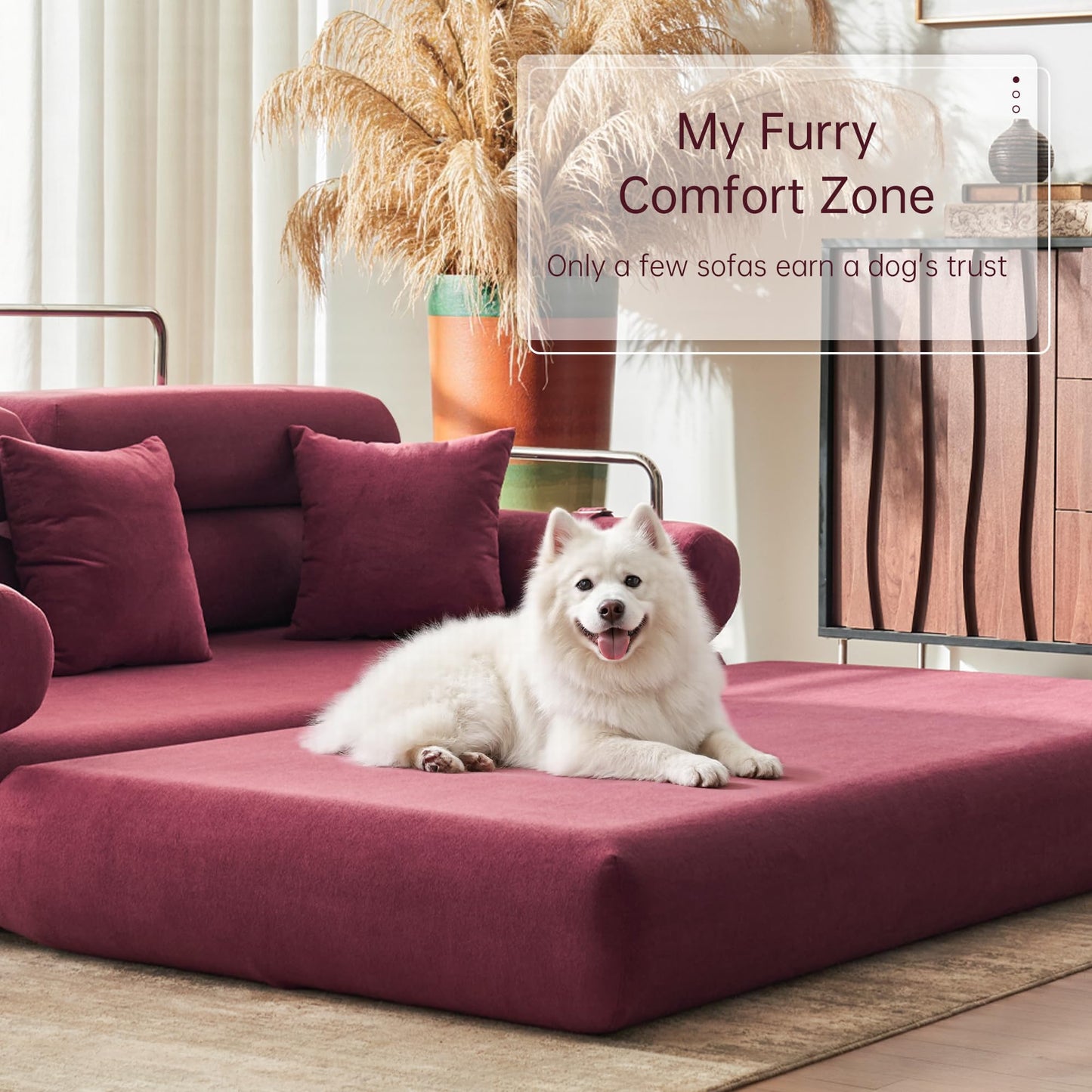 YINIX Convertible Sleeper Sofa - 35'' High-Back Floor Couch Bed - Folding Sofa Bed with Rounded Arm Supports - Floor Sofa Lounge Sofa Bed for Living Room Bedroom - Wine Red