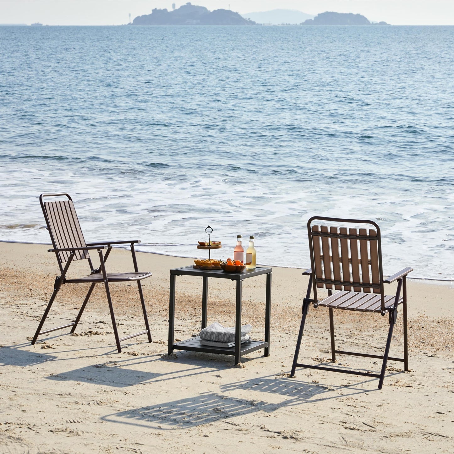 Yaheetech Folding Patio Chair Set of 4, Outdoor Dining Chair with Armrests, Plastic Patio Chair for Porch, Deck, Garden, Backyard, No Assembly Espresso