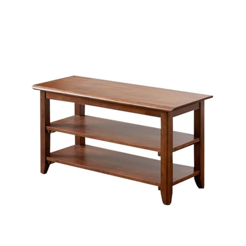 XKZG Storage Bench Wooden Shoe Rack Bench Rustic Solid Wood Entryway Bench (Brown,31.5")