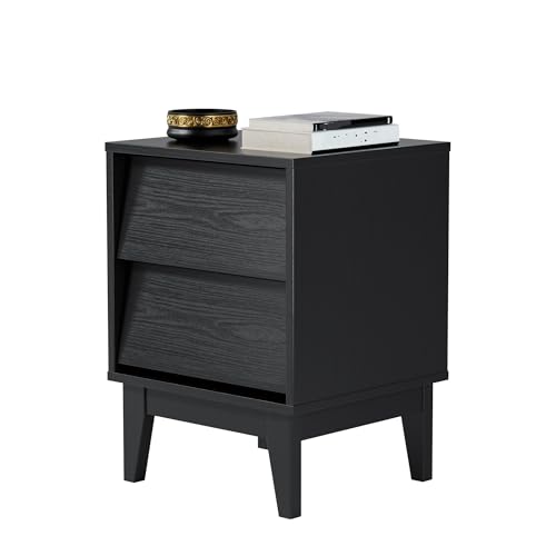 2 Set Nightstands Features Vintage-Style and Bevel Design, Made of MDF, Mid Century Modern Nightstand, Night Stand for Bedroom,Bedroom Furniture