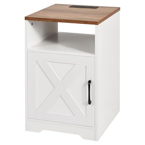 VEVOR 3 Pieces Farmhouse Coffee Table Sets, 40 Inch Industrial Coffee Table with 2 End Tables, Easy Assembly Coffee and Side Tables Sets with Charging Station, for Office, Living Room & Apartment