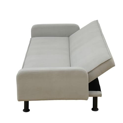 Trygoal Futon Sofa Bed, Convertible Sofa Bed with Adjustable Backrest, Sleeper Couch Bed Loveseat with Armrest for Living Room Bedroom Small Spaces, Grey, 77.5"