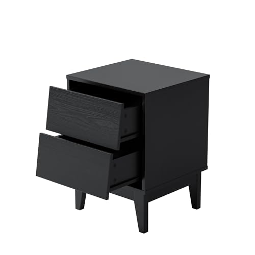 2 Set Nightstands Features Vintage-Style and Bevel Design, Made of MDF, Mid Century Modern Nightstand, Night Stand for Bedroom,Bedroom Furniture