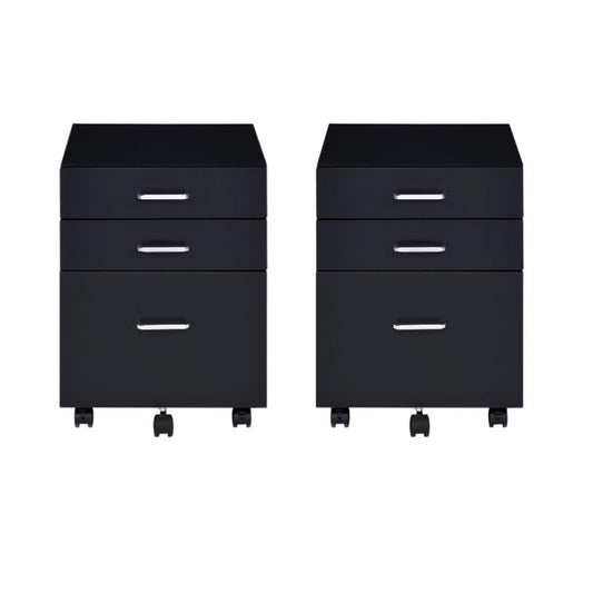 YINGCHAOJI File Cabinet, 3 Drawers Filing Cabinet for Home Office, with Wheels, for A4, Letter Sized Documents, Hanging File Folders (Black-2)