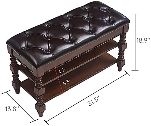 ZIRKOOON Shoe Storage Bench, Entryway Shoe Rack with Leather Seat 2-Tier Lift-top Organizer Wooden Bench for Foyer Bedroom Living Room Accent Furniture (31.5'')