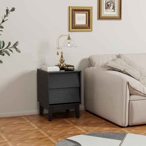 2 Set Nightstands Features Vintage-Style and Bevel Design, Made of MDF, Mid Century Modern Nightstand, Night Stand for Bedroom,Bedroom Furniture