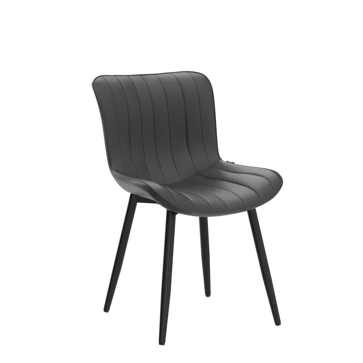 YOUNUOKE Black Dining Chairs Set of 2, Faux Leather Upholstered Kitchen & Dining Room Chairs with Back, Mid Century Modern Minimalist Accent Chair Armless for Guest Reception Waiting Living Room