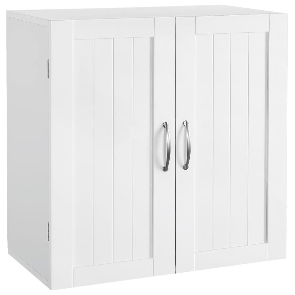 Yaheetech Bathroom Wall Cabinet, Kitchen Storage Cupboard Cabinet with 2 Doors, Wall Mount Storage Cabinet for Bathroom, Kitchen, Living Room, White