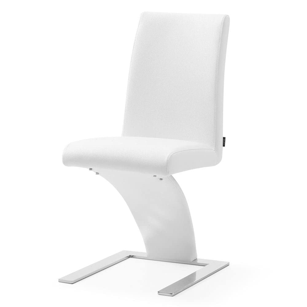 ZURI Furniture Modern Mesa Dining Chair in White Leatherette and Stainless Steel