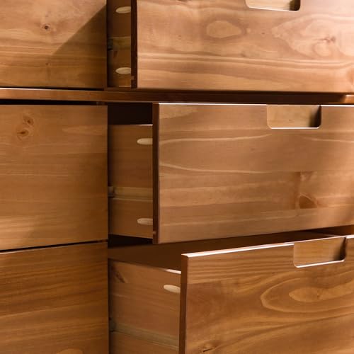 Walker Edison Sloane 6-Drawer Groove Handle Solid Wood Dresser, 52 Inch, Caramel