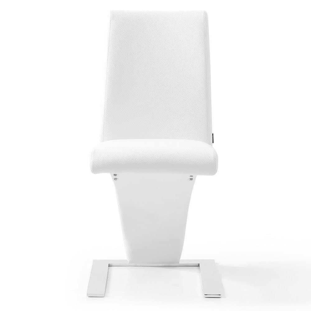 ZURI Furniture Modern Mesa Dining Chair in White Leatherette and Stainless Steel