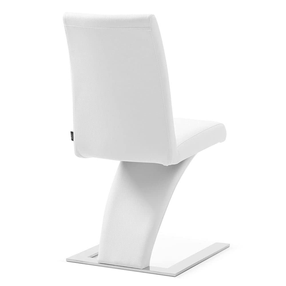 ZURI Furniture Modern Mesa Dining Chair in White Leatherette and Stainless Steel
