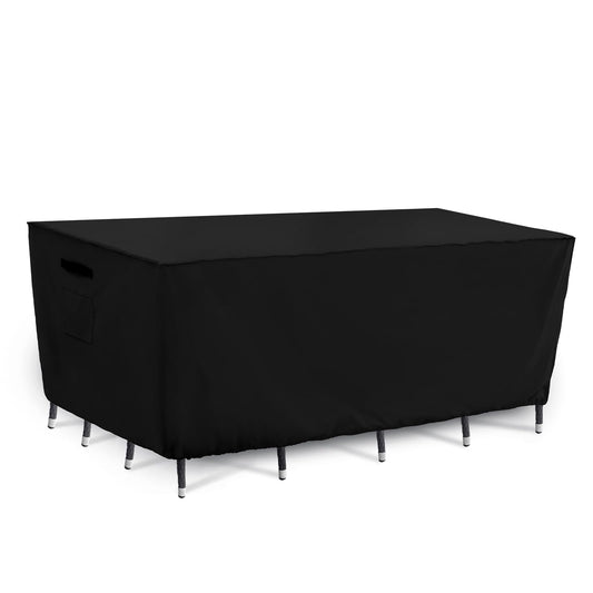 Tempera Patio Furniture Cover,Outdoor Table And Chair Covers Waterproof, Outdoor Dining Set Cover,Heavy Duty Rectangle Patio Furniture Covers,128''L x 82''W x 27.8''H,Black