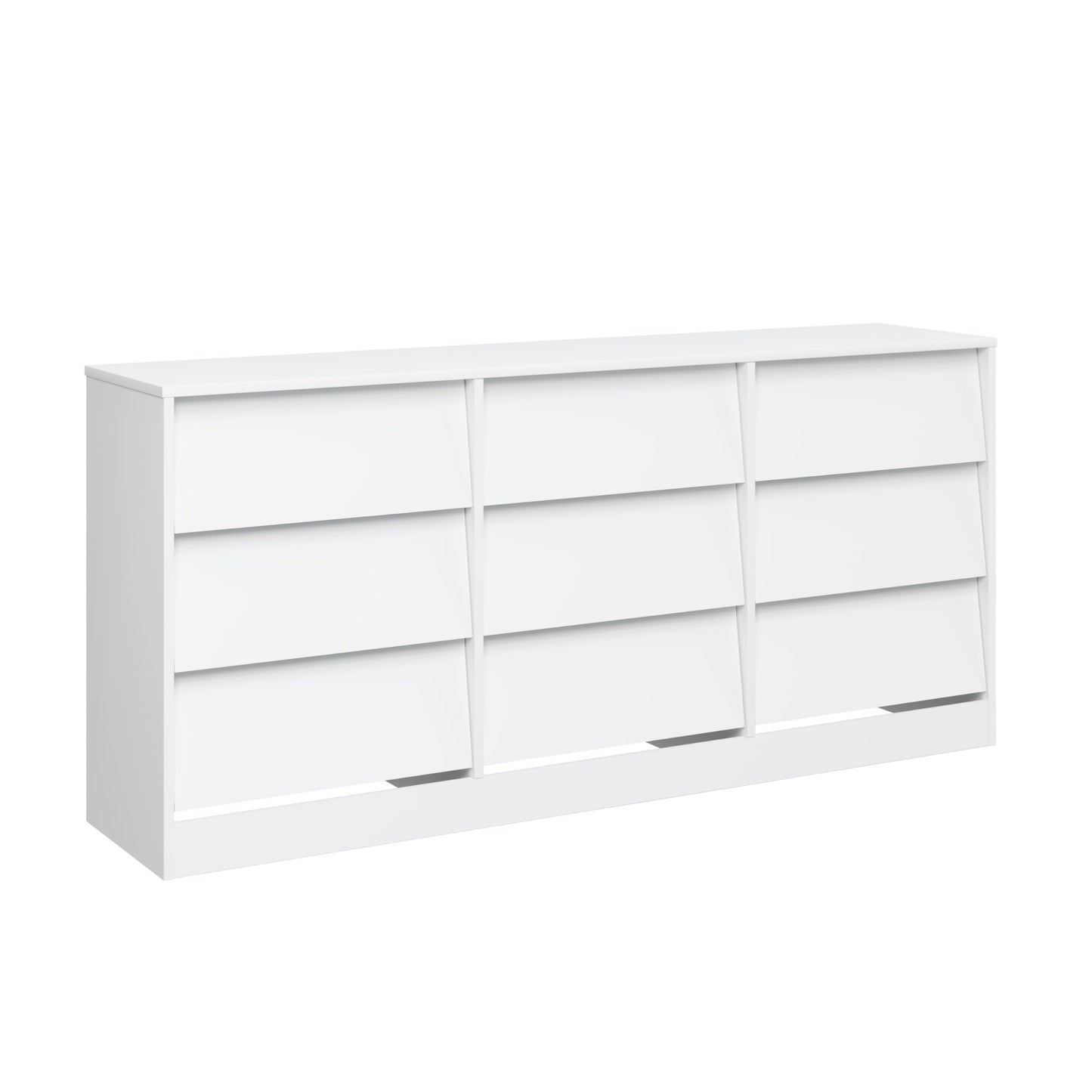 XSUQGP 9-Drawer Dressers for Bedroom,Wooden Dresser TV Stand,Storage Cabinet Drawers Handle Free,Modern Chest of Drawer Organizer Unit for Hallway,Living Room,White