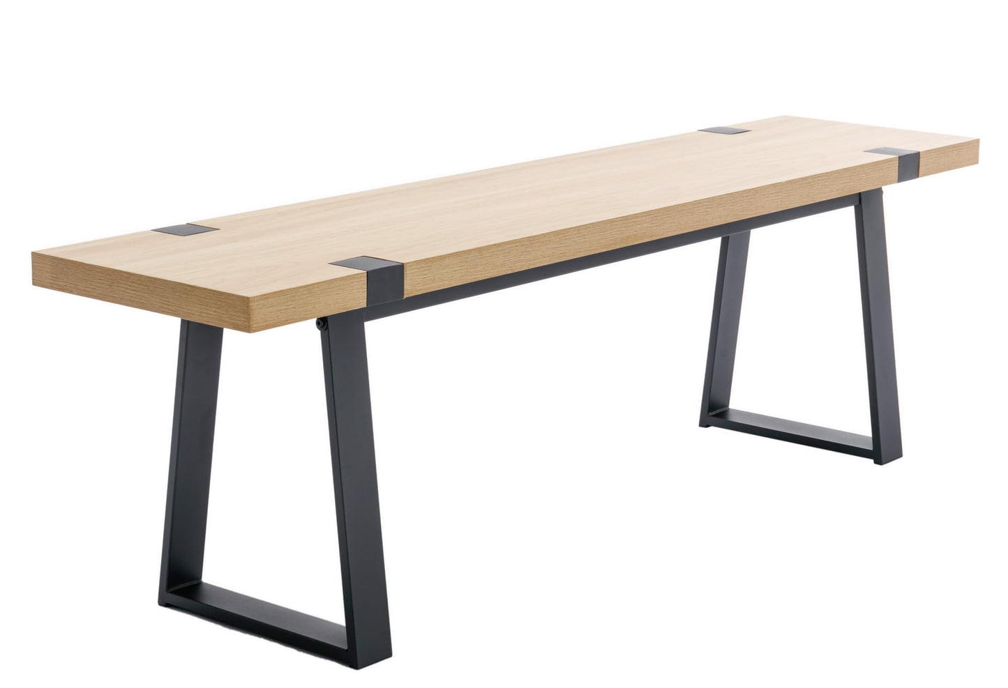 Wooden Dining Bench 60” Industrial Table Benches, Seating Chair Rustic Indoor Benches, Mid Century Kitchen Bench with Metal Legs, Light Oak