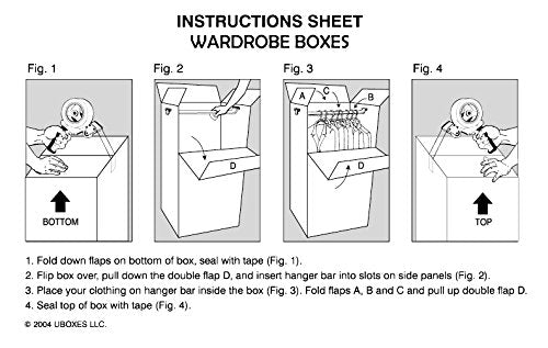 Uboxes Larger Wardrobe 24 x 40-Inches Moving Boxes, Bundle of 3
