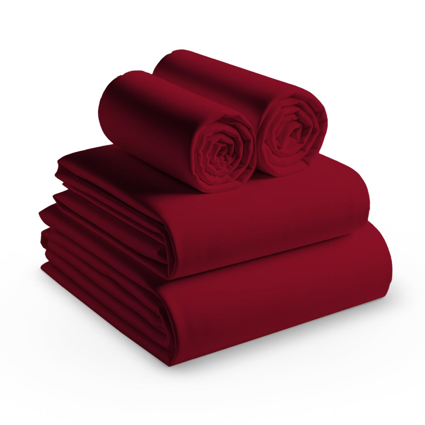 100% Egyptian Cotton Sheets Queen Size High Thread Count 4 Piece Luxury Queen Bed Sheet Set Breathable Cooling Sheets Deep Pockets Fit up to 17" Mattress Soft Sateen Weave Bedding Sheet Burgundy