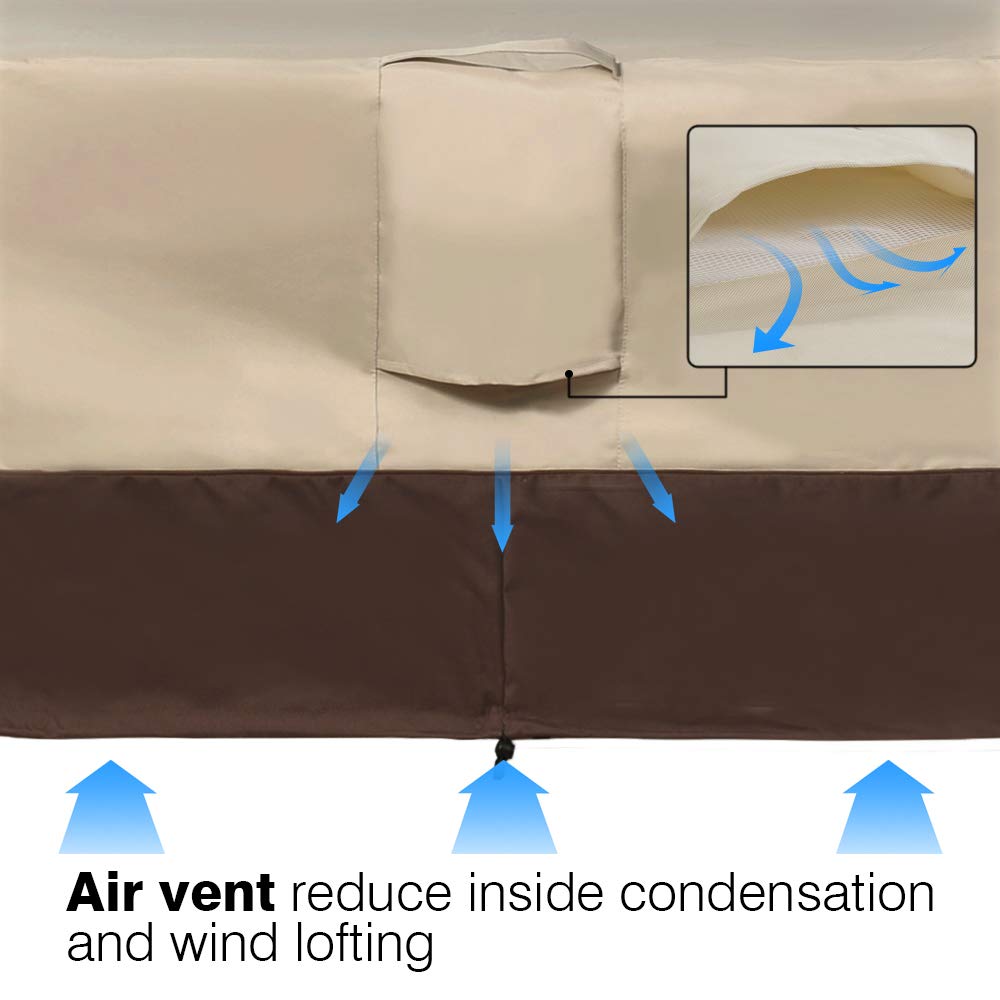 Vailge Rectangular/Oval Patio Table Cover, Heavy Duty and Waterproof Outdoor Lawn Patio Furniture Covers, Large Beige & Brown