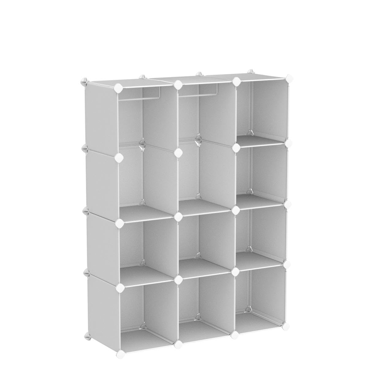 VIPZONE Baby Closet,Dresser, Kids Closet Organizers, Portable Kids Wardrobe for Closet, Bedroom, Nursery, Cubby, Cabinet, Clothes, Dress, Baby Storage Shelf, Armoire Clothes Hanging (12 Cube, White)