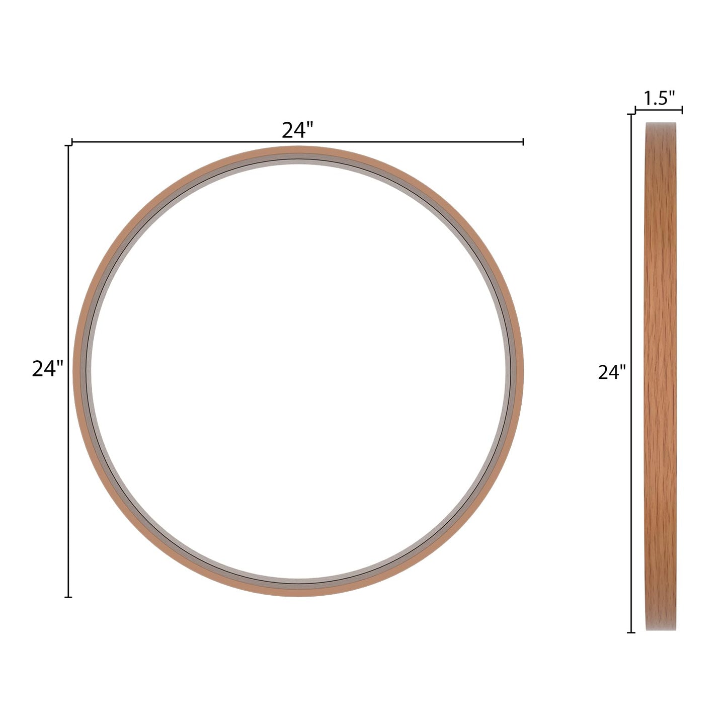 WallBeyond Wood Round Mirror with Wood Frame 24 inch Circle Wall Mirror for Bathroom Round Wall Mirror for Wall Decor, Vanity, Entryway Living Room (Walnut)