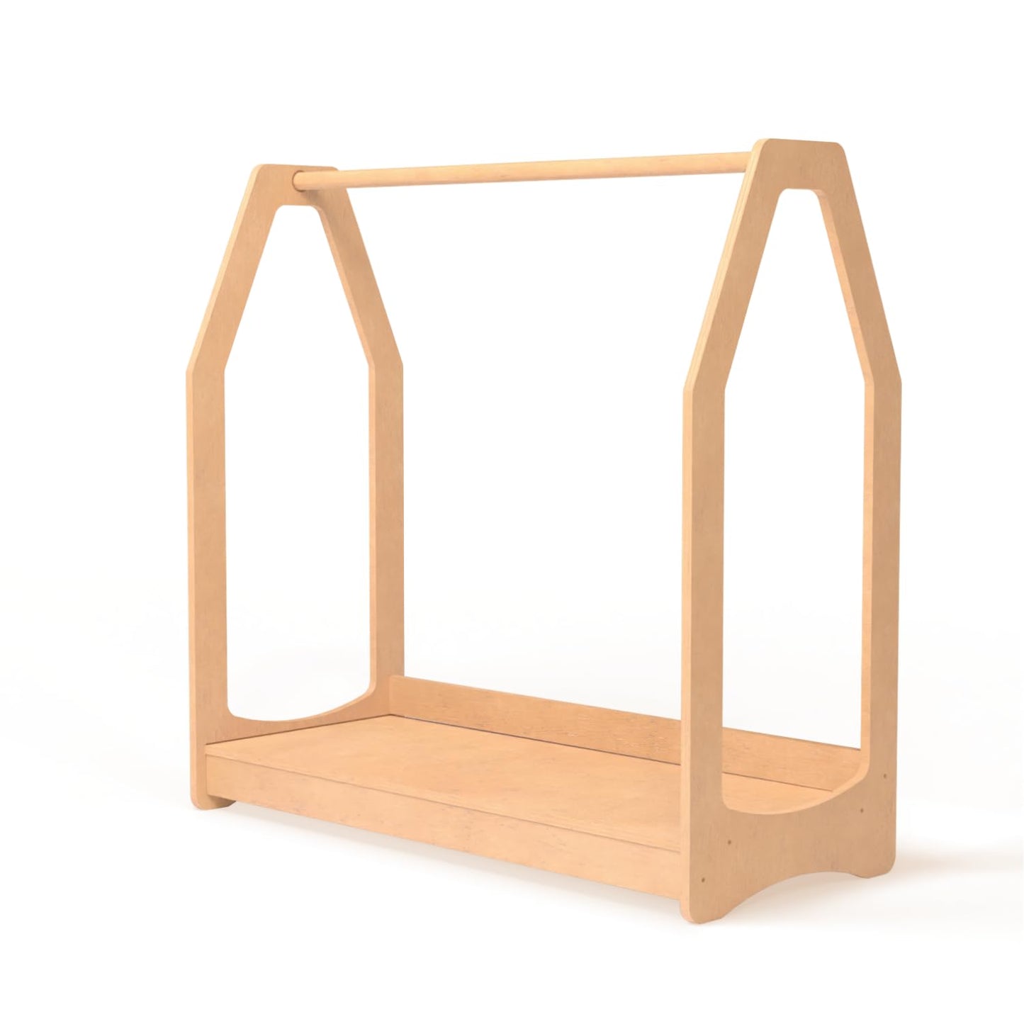 WOOD&ROOM Montessori Kids Clothing Rack with Shelf - Wooden Toddler Dress Up Clothes Rack - Kids Clothing Storage, Childrens Wardrobe Closet, Dressup Storage Organizer, Mini Closet For Kids Room