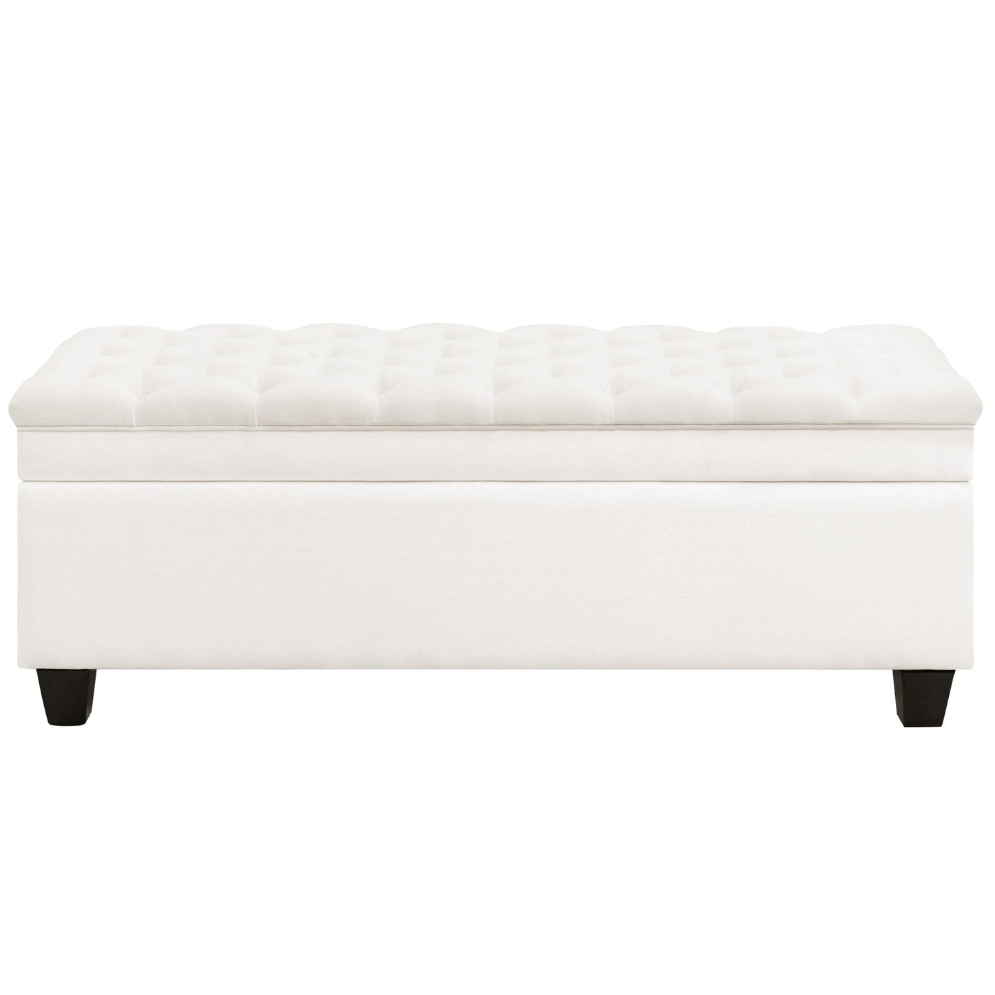 WUTUTUEE 51" Fabric Storage Ottoman Bench, Upholstered Rectangle End of Bed Storage Ottoman Tufted Living Room Bedroom Bench with Safety Hinge, Solid Wood Legs, Loads 500 lb(Beige)