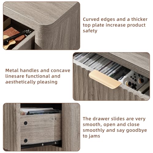 LEYAOYAO Fluted 6 Drawers Dresser for Bedroom, 43" Tall Modern Chest of Drawers with Metal Handle, Curved Profile Design,Grey Wood Drawer Organizer for Bedroom, Living Room, Hallway, Entryway