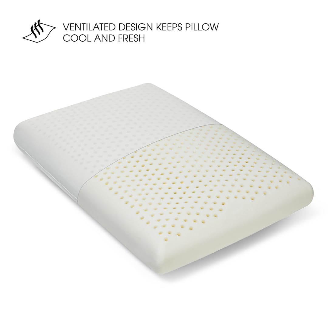 100% Natural Latex Pillow with Removable Cotton Cover (Standard, Firm), Strong Support Travel Pillow, Premium Bed Pillow for Sleeping, Neck Pain Relief Help, Head Support for Side Back Stomach Sleeper