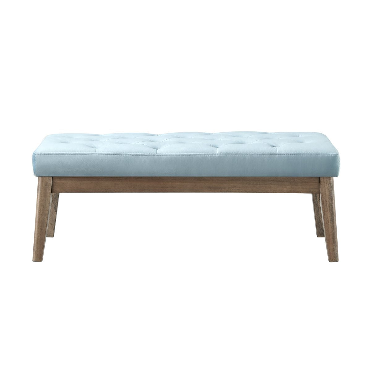 24KF Velvet Upholstered Buttons Tufted Entryway Bench with Solid Wood Leg,Bed Bench Ottoman with Padded Seat,5034-Seaglass
