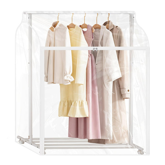 2 Pack Clear Garment Rack Cover Hanging Garment Bag for Closet Dustproof Clothes Rack Cover with Clear Window and Zipper Large Clothing Bags Dress Protector
