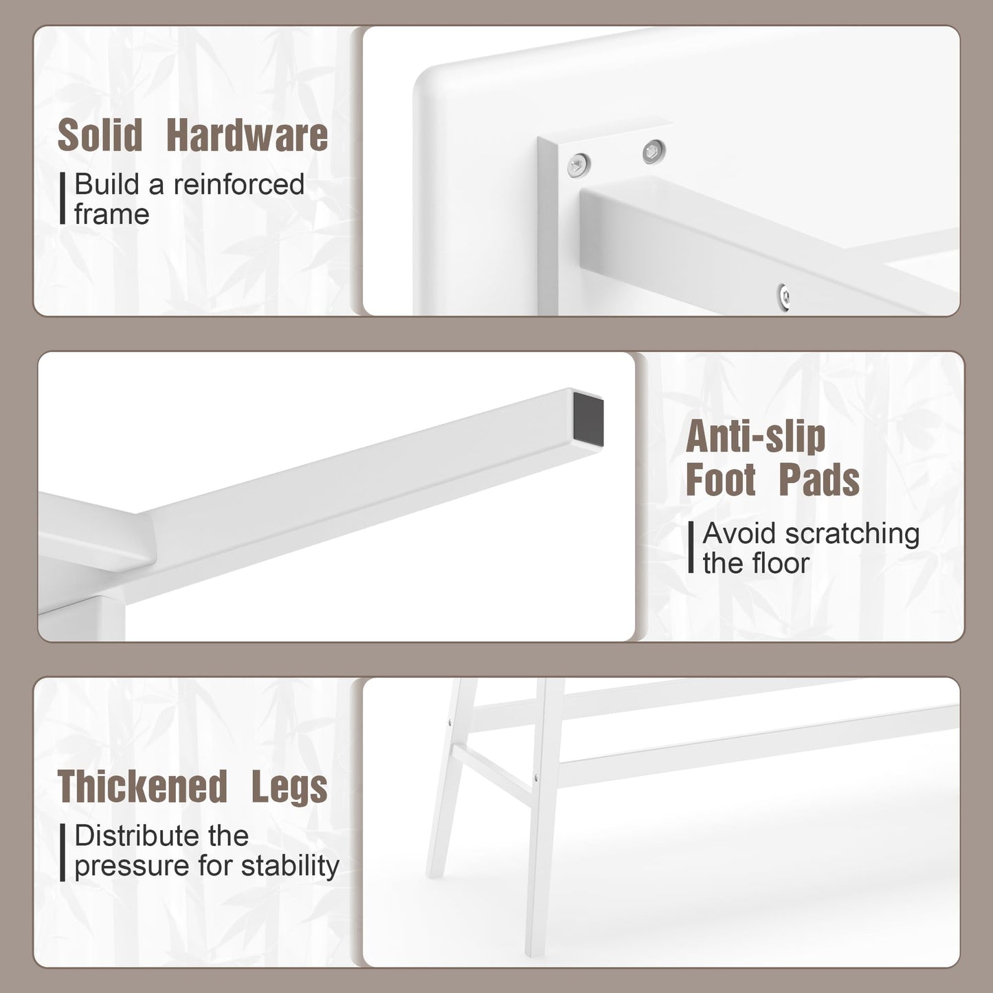 Wisuce Essentials Bamboo Dining Bench, Black Entryway Bench with Spindle Back Farmhouse Wood Windsor for Foyer Balcony Living Room (White)