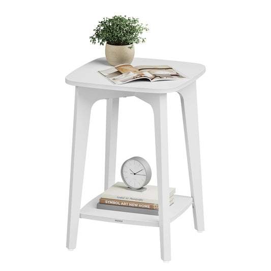 VASAGLE Side Table, Small Square End Table with Lower Shelf, Nightstand for Small Spaces, Living Room, Bedroom, Cloud White ULET236W01