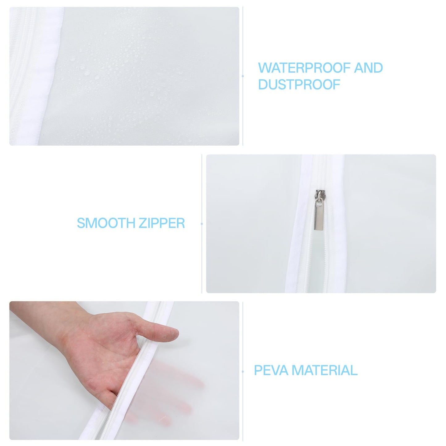 Translucent Clothes Rack Cover 6Ft Garment Rack Cover Clothing Rack Cover With 2 Durable Zipper Waterproof Clothes Protector for Garment Rack (71"L x 20"W x 60"H, Rack Not Included)